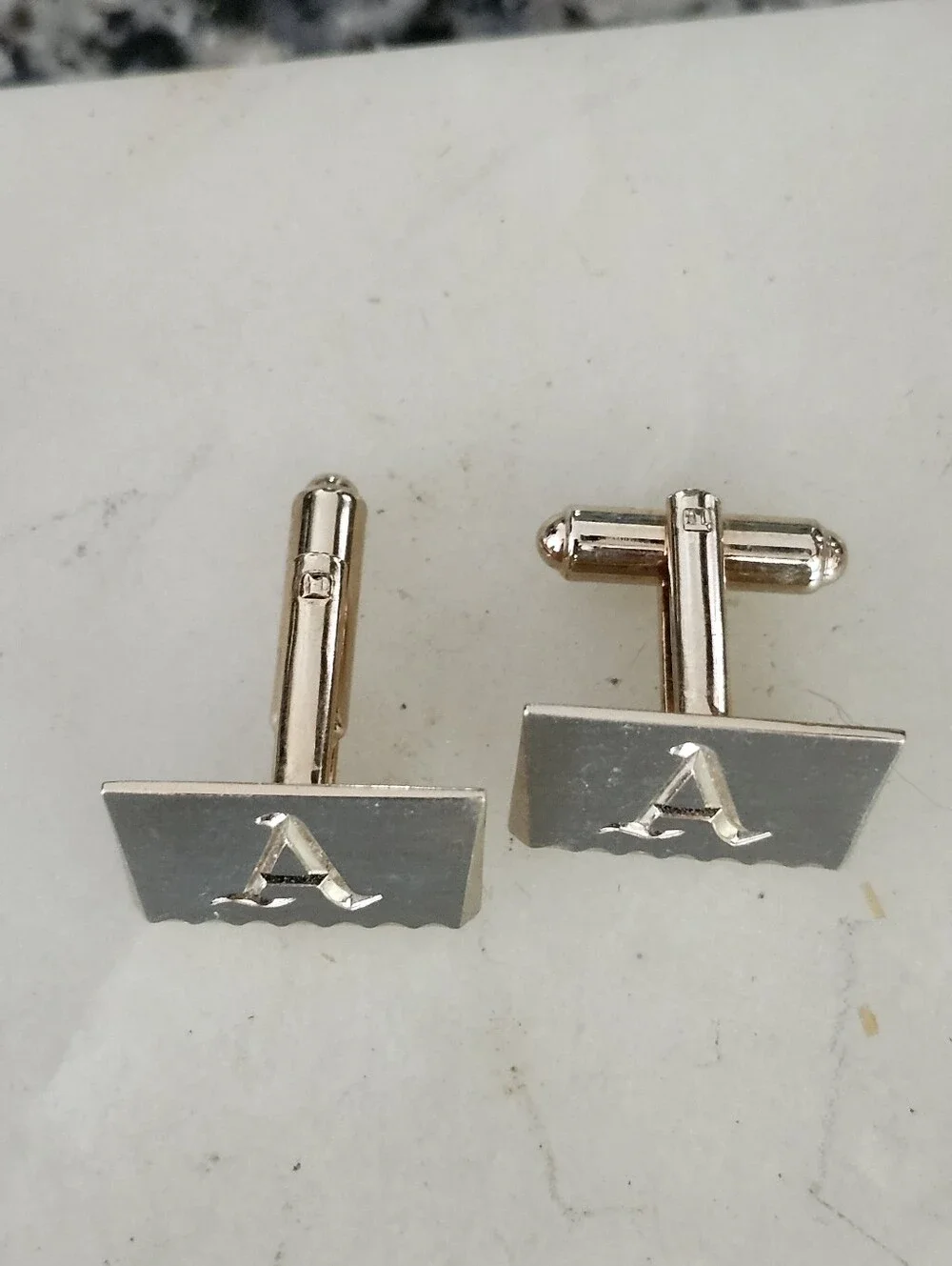 Vtg Monogram 'A' Silver-Tone Cufflinks